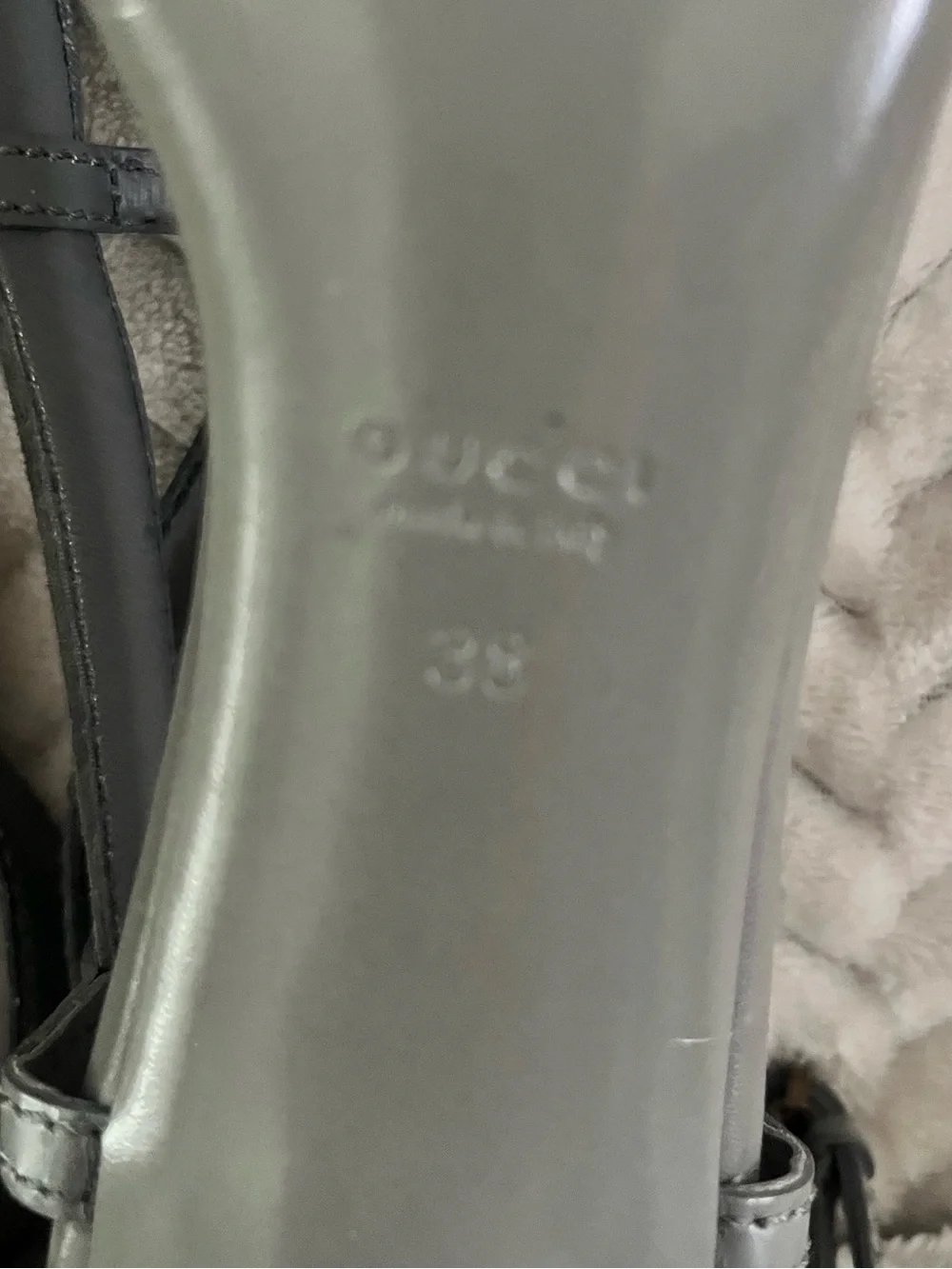 Gucci Gray Daryl  Gladiator Cage High-Heel EUC
